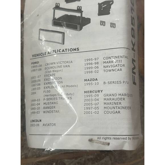 XScorpion Car Stereo Mounting Dash Kit FM-K9510P- For Ford/Lincoln/Mazda/Mercury - Picture 6 of 6